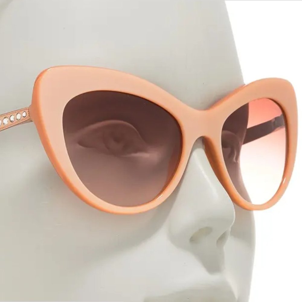 NEW Dolce & Gabbana 52mm Pearly Cat Eye Crystal Inlay Rose Gold Ombre Sunglasses - Picture 9 of 11